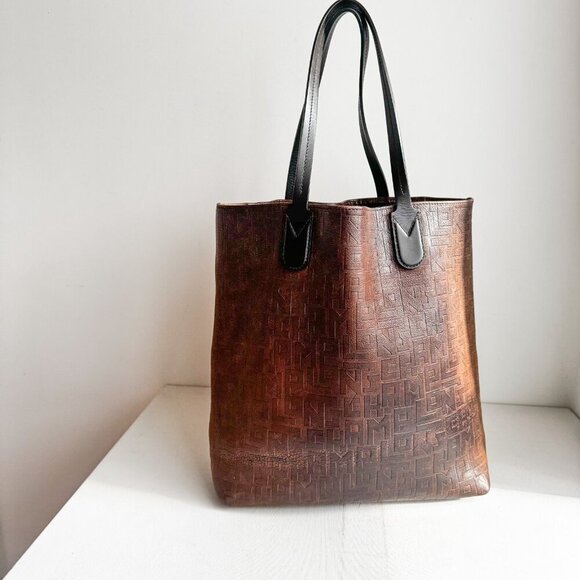 Longchamp Essential Embossed Leather North/South Tote Ombré Brown - Picture 13 of 16